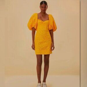 NWT Farm Rio Monstera Yellow Mini Dress
